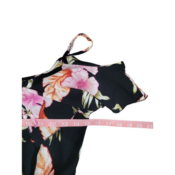 Mimi Chica Loves You Spaghetti Strap Ruffle Tropical Floral Dress Hi Low Small S - Picture 8 of 12